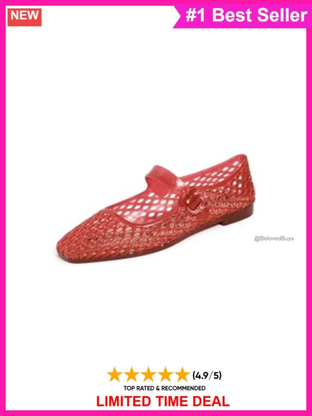 Jelly Flats Square Toe Buckle Casual Shoes